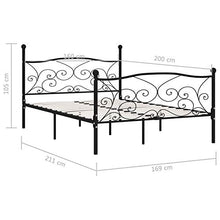 Tidyard Giroletto con Doghe Nero in Metallo 160x200 cm,Telaio Struttura per Letto Testiera