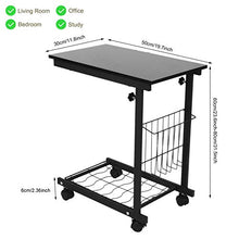 lyrlody Tavolino D'Appoggio,Tavolo Porta Laptop Tavolino da Divano Scrivania da Computer in Truciolare + Acciaio al Carbonio, Regolabile in Altezza,50 x 30 x 60-80cm