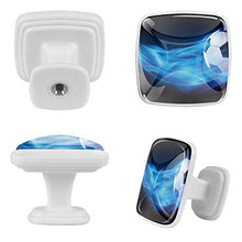 Set di 4 maniglie rotonde per armadio da cucina, credenza, cassettiera, cassettiera, con viti, per cucina, comò, armadietto, bagno, armadio volante, calcio blu fiamma