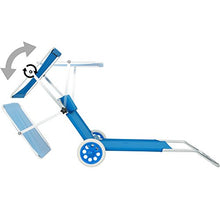 TecTake 800536 - Lettino da Spiaggia con Ruote, Tettuccio Parasole Regolabile Alluminio 176 cm - Disponibile in Diversi Colori (Blu | Nr. 402784)