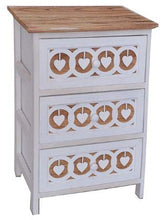 Tata Home Mobiletto Comodino da Bagno Camera o Ingresso 3 Cassetti in Legno Bianco con Cuori Stile Shabby Chic Dimensioni 40x29x58 cm MOD. Sebastian