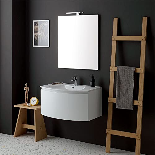 Kiamami Valentina MOBILE BAGNO CURVO SOSPESO CM 82 CON LAVABO E SPECCHIO | RIVA