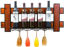 Hyzb Bottiglia di Vino Rack Loft Legno Mensola Legno/Metallo/Ferro Materiali da pareti HanginStorage Vino e Bicchieri Supporto della Struttura del Vino Calici Calici Holder Rack - 80x13.5x35cm