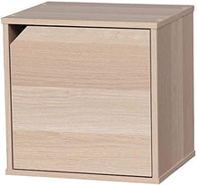 Iris Ohyama, Scaffale, Cubo contenitore, Piccolo mobile occasionale, Impilabile, Solido, Ufficio, Camera da letto, Soggiorno - QR Box with Door - QR-34D - Marrone chiaro