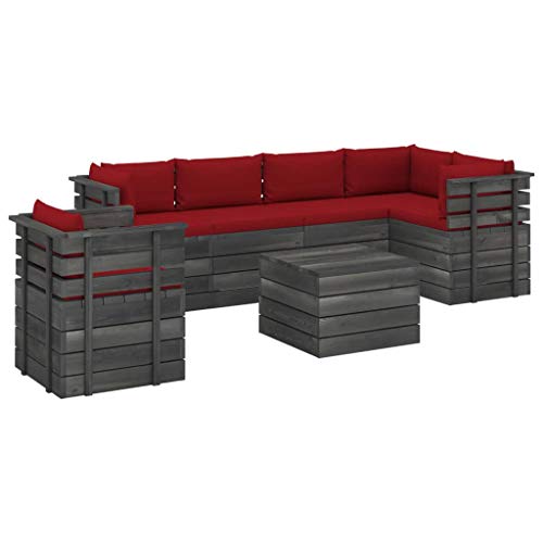 vidaXL Set Divani da Giardino su Pallet 7 pz con Cuscini Massello Pino