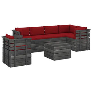 vidaXL Set Divani da Giardino su Pallet 7 pz con Cuscini Massello Pino