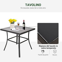 Outsunny Set Tavolino e Sedie da Giardino a Dondolo con Cuscini, Ripiano in Vetro e Struttura in Acciaio Beige