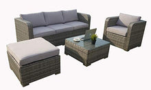 Set di divani a 5 posti con parapioggia in rattan, set di mobili da giardino, patio da esterno, colore: grigio