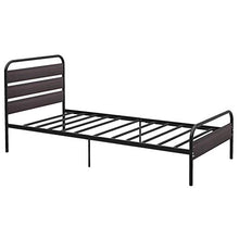 WGYDREAM Letto Struttura Letto Singola in Metallo con Testiera in Legno Base per Rete Nera Solida per Adulti, Bambini, Adolescenti, 90 X 200 Cm
