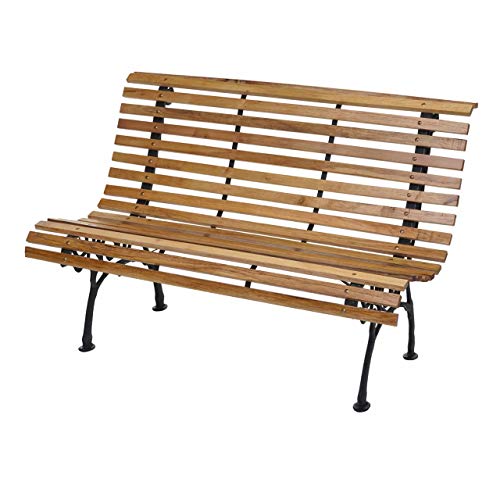 Mendler Panca panchina da Giardino terrazza HWC-F97 Legno ghisa - 3 posti 160cm Naturale