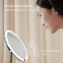 Specchio per Trucco a LED con Lampada, Specchio per Trucco con Luce, dimmer Continuo, Ricarica USB, sensore Viso Intelligente, Rotazione di 360 °
