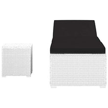 Tidyard Lettino Prendisole Reclinabile con Tavolino in Polyrattan Bianco,Sedia a Sdraio Prendisole da Giardino Rclinabile in Rattan,Lettino da Sole Singolo,Lettino da Piscina Patio 195x60x31 cm