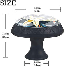 Tiger Lily motivo floreale nero Pomelli per Porta Set di 4 Pomelli per Mobili Manopole per Cassetti Cucina Armadio Vetro