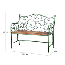 Panca da giardino per patio a 2 posti da 42,5 pollici, panca in legno massello in ferro battuto, sedia a sdraio per balcone da giardino con decorazione di superficie antica per portico anteriore,