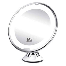KEKOR Specchio da trucco, 10X Ingrandimento Illuminato Vanity Specchio LED Bianco Portatile Illuminato Specchio Bagno