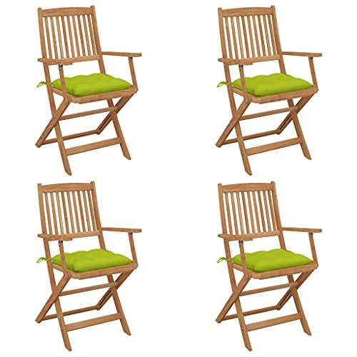 vidaXL Sedie da Giardino Pieghevoli 4 pz con Cuscini Massello Acacia