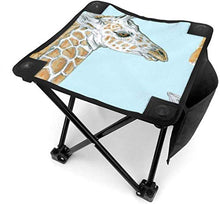 liang4268 Sgabello da Campeggio Giraffe Face Folding Camping Stool Lightweight Chairs Portable Seat for Adults Fishing Hiking Gardening And Beach with Carry Bag