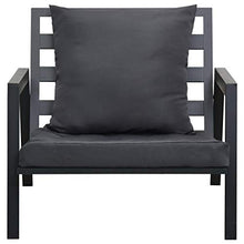Tidyard Set Divani da Giardino 5 pz con Cuscini Alluminio Grigio Scuro,2 pz Divano 2 Posti+1 Poltrona+Tavolino Laterale+Tavolino,Salotto da Giardino,Divano da Giardino in Alluminio