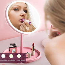 Specchio for Il Trucco, Specchio for Il Trucco A LED con Luce, Specchio for Il Trucco Desktop, Conveniente Specchio di Trucco, Rosa