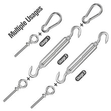 Hyber&Cara Hardware di Fissaggio per Tenda a Vela Parasole Rettangolare e Quadrato Montaggio su Pali, in Acciaio Inox 304, Elevata Resistenza M8 Contro Il Forte Vento