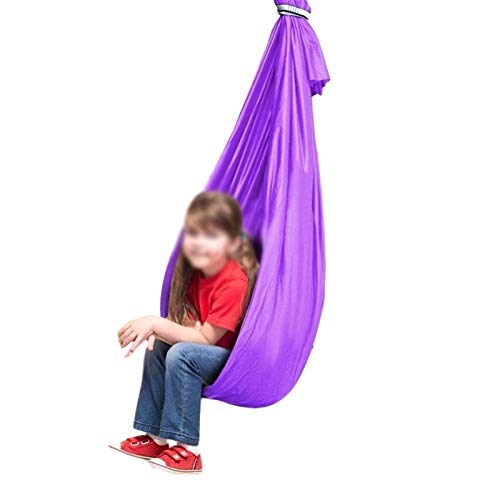 LICHUXIN Therapy Swing Hardware incluso con esigenze speciali amaca regolabile per bambini Active Aerial Yoga Swing ideale per autismo ADHD Sensory (colore : Viola, Dimensioni: 100x280cm/39x110in)