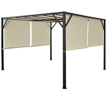 Mendler Gazebo pergola baldacchino apribile Baia Acciaio Poliestere Avorio 3x3m