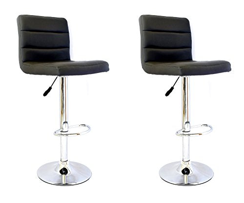 Yellowshop - Sgabelli in Similpelle Ecopelle Nero Disign Ergonomico Girevole Regolabile Direzionale con Schienale E Poggiapiedi da Bar Pub Studio Ufficio Cucina Modello Ribot Coppia (2 Pezzi)