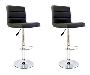 Yellowshop - Sgabelli in Similpelle Ecopelle Nero Disign Ergonomico Girevole Regolabile Direzionale con Schienale E Poggiapiedi da Bar Pub Studio Ufficio Cucina Modello Ribot Coppia (2 Pezzi)
