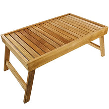 PrimeMatik - Vassoio da Letto 55 x 35 x 5 cm Pieghevole di Teak Certificato