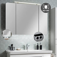FACKELMANN Set di 3 mobili da bagno Milano da appendere, con lavabo in ceramica da 110 cm e armadietto a specchio a LED