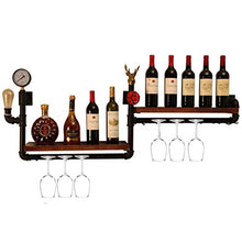 Geyao Mobili portabottiglie Retro Industriale Wind Bar Vino Rack Parete Hanging Sala da Pranzo Soggiorno Bar in Ferro battuto in Legno massello Europeo Americano Rack