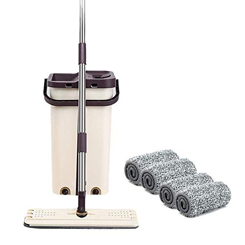 SSAYY Spray Mop Mop Pad per Estrusione Piatto da Cucina E Secchio per Pulizia A Mano Libera per La Pulizia del Pavimento in Microfibra per Asciugatura per Legno Laminato Piatto