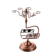 JCSW Scaffale per Vino in Metallo con Supporto per Bottiglie di Vino Singolo con 6 Bicchieri per Vino, Stabile e Resistente, Resistente alla ruggine, Bronzo, H 16 Pollici