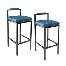GYPPG Designer Sedia in Metallo con Schienale Mobili Sgabello Bar Casa Creativa Cucina Pub Sgabello Bar Alto Sedile in Ecopelle Heavy-Duty - Blu -