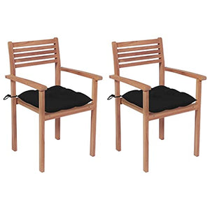 vidaXL Sedie da Giardino 2 pz con Cuscini Neri Massello di Teak