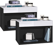 elb Due Comodini Design sospesi o a Terra. Frontali in 12 Colori a Scelta. Anche con con luci a LED. Modello Giga (Bianco Lucido)