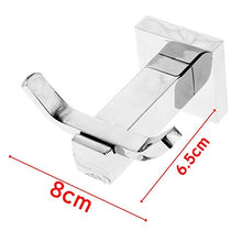 YINETTECH - Portasciugamani Doppio Gancio per Accappatoio con Accessori di Montaggio, Quadrato, Solido in Acciaio Inossidabile 304, Moderno, Cromato, Asciugamano di Rivestimento da Parete per Bagno