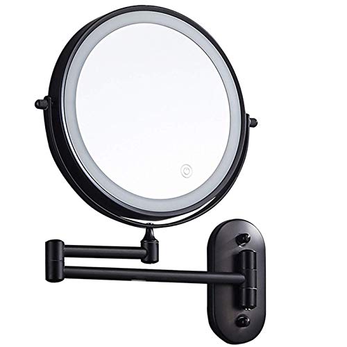 Specchio, Specchio cosmetico per Montaggio a Parete, Specchio per Il Trucco con ingrandimento 10x con luci, Specchio da Bagno bifacciale a 360 °; Specchi da Barba girevoli, Touch Control, USB ChargeB