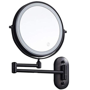 Specchio, Specchio cosmetico per Montaggio a Parete, Specchio per Il Trucco con ingrandimento 10x con luci, Specchio da Bagno bifacciale a 360 °; Specchi da Barba girevoli, Touch Control, USB ChargeB