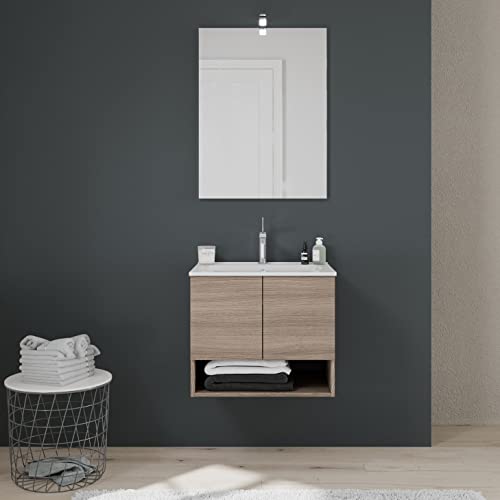 Kiamami Valentina MOBILE BAGNO A PARETE 60 CM CON ANTE E LAVABO | VENEZIA