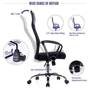 Exofcer Poltrona da Direttore Ergonomica Tessuto a Maglie annodate Meccanismo Inclinabile Sedia Girevole Sedia per Ufficio