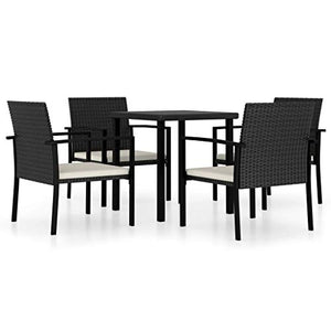 FAMIROSA Set da Pranzo da Giardino 5 pz in Polyrattan Nero-5706