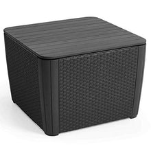 Keter Luzon Plus Flat Wicker Tavolino Contenitore da Giardino, Grafite