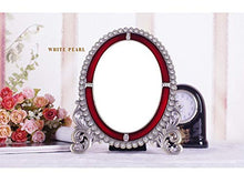 HXYSJ Specchio Cosmetico da Appoggio in Strass, Specchio per Il Trucco della Sposa ， Specchio da Toeletta Ovale/retrò/Principessa Moda (Size : Small)
