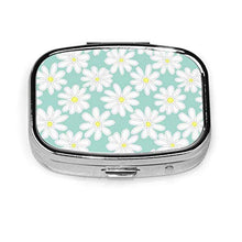Scatola quadrata per pillole medicinali Bright Happy Daisies On Mint Fashion Organizer per pillole da viaggio per integratori di vitamine