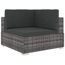 Tidyard Poltrona Modulare ad Angolo con Cuscini in Polyrattan Grigio 70 x 70 x 52,5 cm (L x P x A) : Grigio e Grigio Scuro
