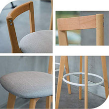 YS Sedia Sgabello da Bar Sedile Bar, in Legno Massello Moderno Semplice Pub Casa Alto Nordico Front Desk Schienale con Poggiapiedi Sedile in Lino,82 cm (32,3 Pollici)