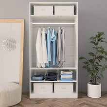 Cikonielf Armadio Aperto Camera da Letto con 3 Piccoli Scomparti 1 Ampio Scomparto con Asta per Appendere i Vestiti 100 x 50 x 200 cm Bianco lucido