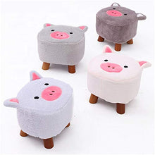 Sgabello Resistente per Soggiorno Carino decorazione della casa sgabelli in legno con tessuti peluche copertina in legno sgabelli bassi poggiapiedi sedia rotonda sgabello carino maiale forma di carton