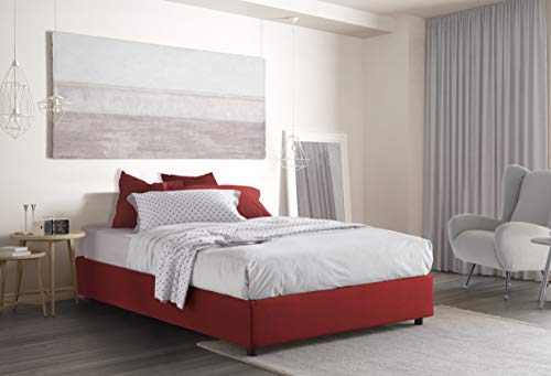 Talamo Italia Letto contenitore Matrimoniale Silvia Sommier, Made in Italy, Letto con rivestimento in tessuto, Apertura frontale, adatto per materasso cm 160x200, Rosso